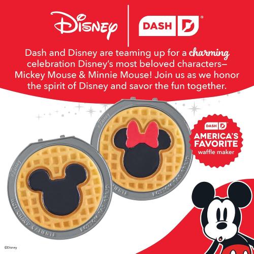 Dash MultiMaker Mini System Removable Plate Set - Ceramic, Nonstick Replacement Plates for Fun-Shaped Waffle Breakfast - Waffle Maker Not Included - 4-Inch - Two-Pack - Mickey & Minnie