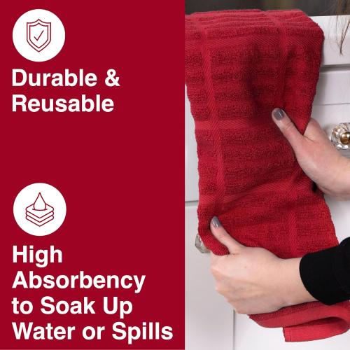 All-Clad Solid Kitchen Towel: Highly Absorbent, Super Soft Long Lasting - 100% Cotton, 17x30 Tea Towel for Cleaning & Drying Dishes, Pans, Glassware, or Countertops, (2-Pack), Chili