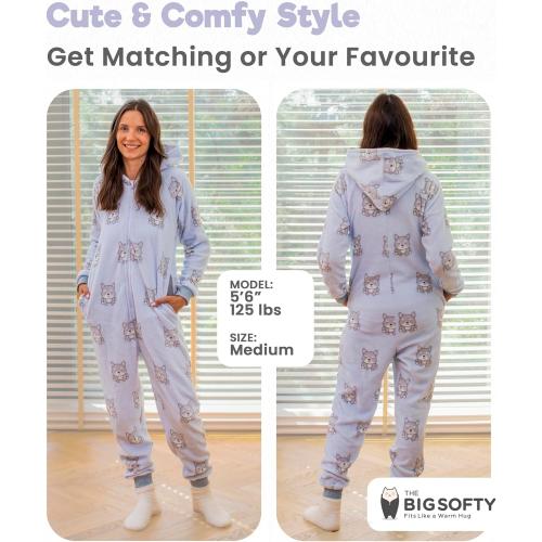 Size Small The Big Softy Adult Onesies for Women, Fleece Onesie PJs for Women, Teens, Funny Adult Onesie Pajamas, Cute One Piece Pajamas