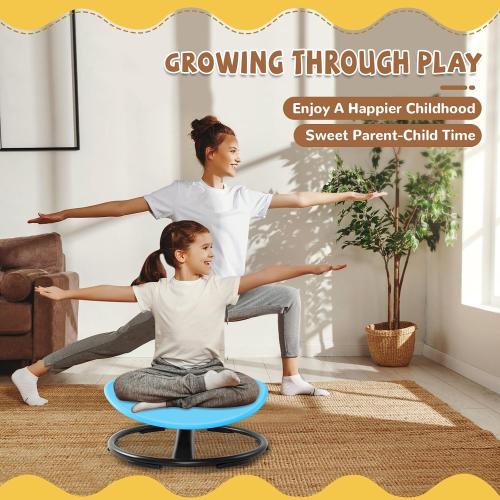 Zhenx Spinning Chair for Autistic Kids, Kids Sensory Swivel Chair, Sensory Spinner Seat for Toddlers with Autism & ADHD Children, Sit and Spin Training Body Coordination (Blue)