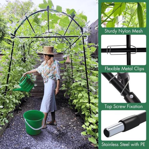 Garden Arch Trellis 7FT Extra Tall Polyethylene-Coated Stainless Steel Garden Trellis for Climbing Plants Outdoor Garden Trellis Arch for Cucumber Trellis, Gardening Trellis with Clips Trellis Netting