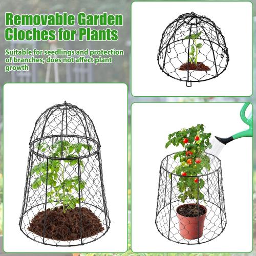 8 Pack Garden Cloches for Plants, Sturdy Chicken Wire Cloches Plant Cover | Includes 6 Ground Stakes, Large Wire Cage, Animal Barrier, Protect Plants from Rabbits, Squirrels, Birds & Chickens