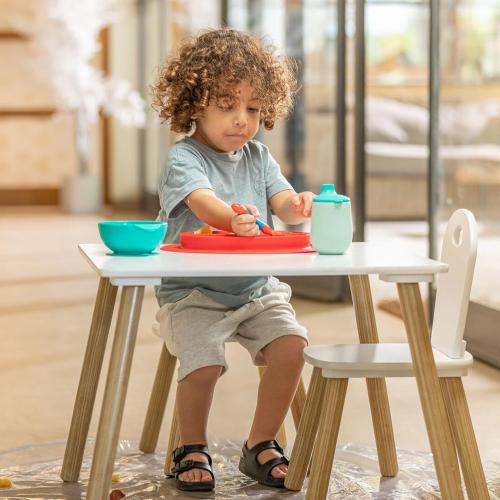 Color Orange Nuby Sure Grip Miracle Mat 3-Section Toddler Plate - Oval Suction Silicone Plate - 6  Months