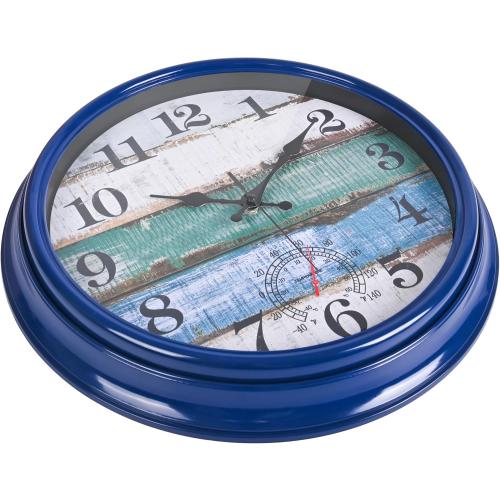 Large Outdoor Clock Waterproof with Thermometer Vintage Rustic Coastal Clock for Pool Garden Patio (16 Inch)