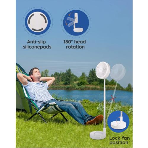 Primevolve Battery Operated Fan,Portable Rechargeable USB Floor Table Desk Fan with Adjustable Height, 4 Speed Settings Pedestal Fan for Bedroom Camping Travel,White 7.7