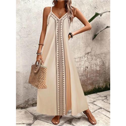 SOLY HUX Women's Leopard Print Maxi Dress V Neck Spaghetti Strap Flowy Long Vacation Summer Dresses