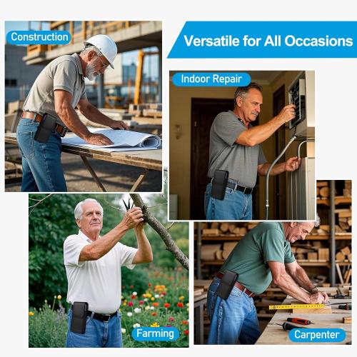 Leather Phone Holster with Strong Metal Belt Clip and Magnetic Closure Compatible with iPhone 16/15/14/13/12 Pro Max, Galaxy S25/S24/S23/S22 Plus & FE, L-Black