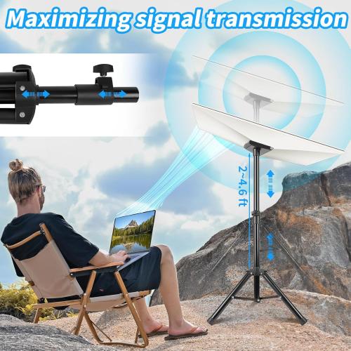 Portable Starlink Gen 3 Tripod, Adjustable Folding Metal Starlink Tripod Stand Gen 3, Metal Tripod Mount for Gen3 Standard Dish, Includes Pipe Adapter