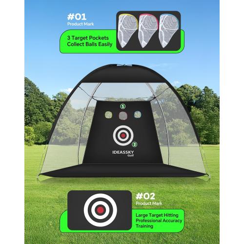 Black 10x7Ft Golf Net with Practice Mat,Golf Hitting Aid Nets 10x7FT for Backyard Driving Chipping Training Swing with Target Mat Balls for Outdoor Indoor,Gifts for Men Dad and Golfer