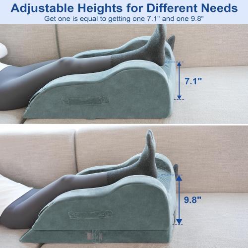 KingPavonini Adjustable Leg Elevation Pillows for After Surgery, Ergonomic Curve Keeps Knee Straight, Memory Foam Leg Pillow Elevation for Blood Circulation, Swelling and Pain Relief (Single Leg)