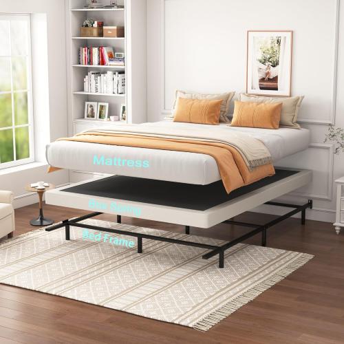 Size king 8 Color Black King Box Spring 8 Inch - Heavy Duty Box Spring Mattress Foundation Metal Bed Base with Fabric Cover, Noise Free Easy Assembly Non Slip 3000lbs Max