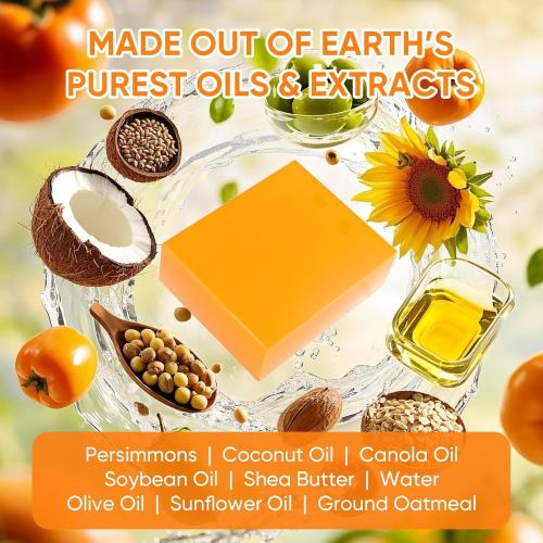 GPP Persimmon Soap Bar for Body Odor Control – 3 PCS Natural Body Wash Soap for for Old People Smell Eliminating Body Odor, Purifying Deodorizing Odor Eliminator for Women & Men, 3.53oz/per