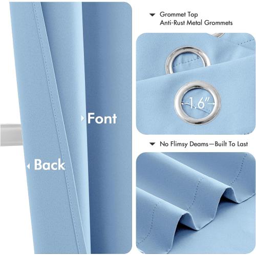 MIULEE Blackout Curtains for Bedroom 2 Panels 40 x 84 Inch Long Sky Blue