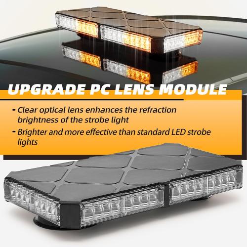 Amber/White Rooftop Magnetic Strobe Lights for Trucks, Emergency Beacon Warning Caution Light for Vehicles Car