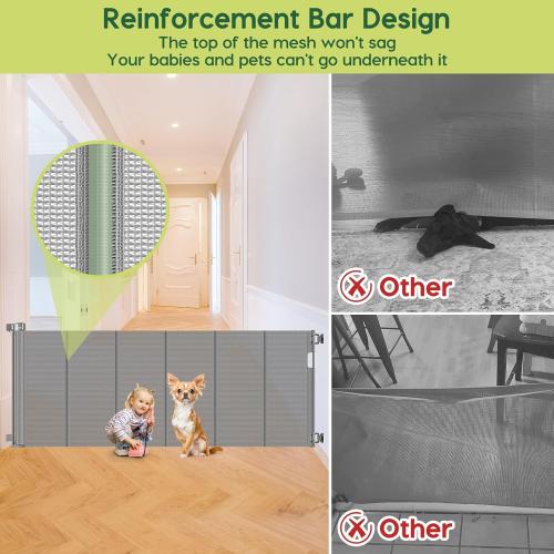 Reinforced 80 Inch Extra Wide Retractable Dog Gate to Prevent Crawling Through, Super Wide XL Retractable Baby Gates for Dog Indoor, Long Baby Gates Indoor Extra Long, Outdoor Mesh Pet Gate, Gray