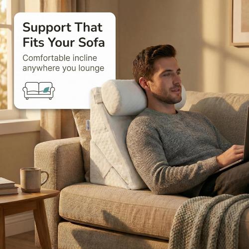 Wedge Pillow Set for After Surgery – Adjustable Headrest - Solid Memory Foam Incline System for Shoulder, Acid Reflux, Post Surgery & Sleep Apnea - Breathable Cover - Home Medical