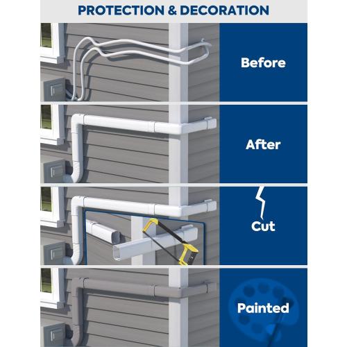 Mini Split Line Set Cover: 4 17Ft Line Set Cover Kit for Minisplit with Flexible Duct, Decorative Lineset Hide Cover Kit for Air Conditioner, HVAC, Heat Pumps, Central AC Pipe, White