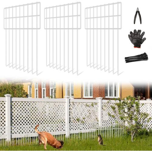 25 Panels Garden Fencing Animal Barrier, 17in (H) X 27ft (L) Dog Dig Fence Barrier, 1.25in Gap Rustproof Metal Stakes Decorative Garden Fence, Ground Defense Border for Outdoor, Yard, Patio, Black ?