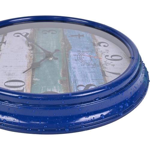 Large Outdoor Clock Waterproof with Thermometer Vintage Rustic Coastal Clock for Pool Garden Patio (16 Inch)