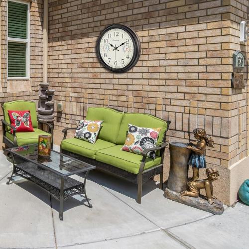 Crosstime 16 Inch Waterproof Outdoor Clock with Thermometer & Hygrometer Combo – Bronze Retro Vintage Decor Indoor Outdoor Wall Clocks for Patio, Pool, Backyard, Garage