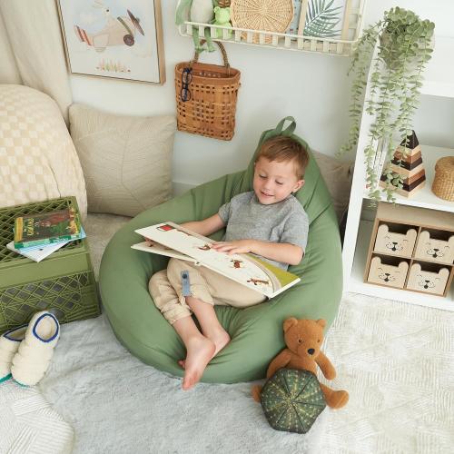 ZICOTO Stuffed Animal Storage Bean Bag Chair Cover for Kids - Easily Turn Plushie Toys into a Comfy Toddler Chair - Durable Lounge Stuffie Bag for Playroom, Living Room or Nursery Decor - Cover Only