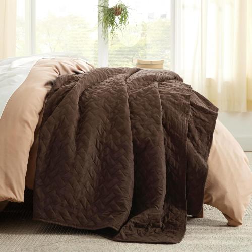 Bedsure Quilts King Size - Lightweight Bedspreads King Size with Basket Weave Pattern, Soft Quilt Bedding, Brown Comforter Coverlet for All Seasons (106 x 96)