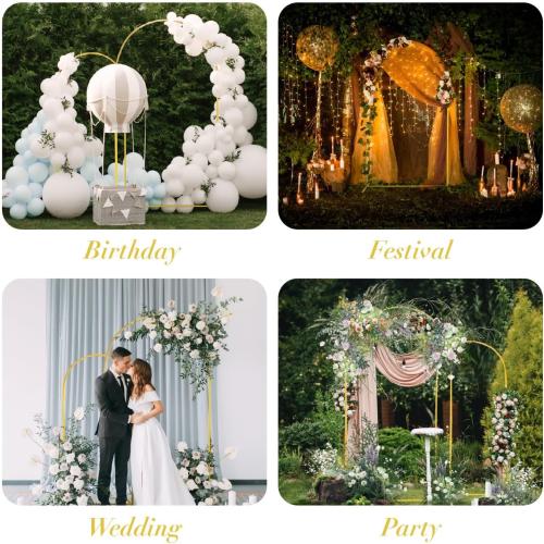 Wedding Arch Backdrop Stand 7.2FT, 6.6FT,6FT Set of 3 Gold Metal Arch Backdrop Stand for Wedding Birthday Party Baby Shower Graduation Floral Balloon Ceremony Decoration(Gold, 7.2FT, 6.6FT, 6FT)