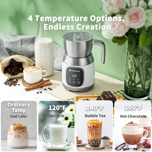 Maestri House Milk Frother, Variable Temp and Froth Thickness DualFro 600 Milk Frother Steamer, 21OZ Smart Touch Control Milk Warmer, Dishwasher Safe, Memory Function for Latte&Hot Chocolate (White)