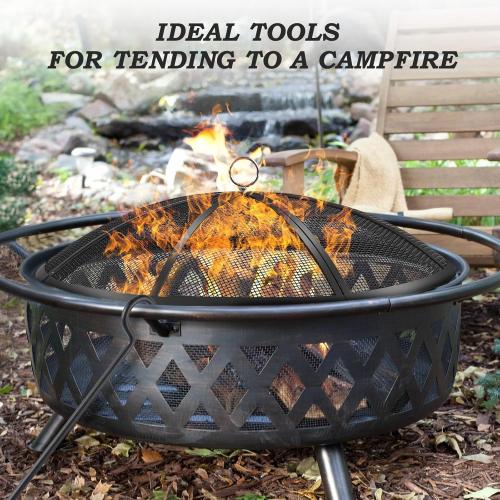 Size 27 Fire Pit Spark Screen, 27 Inch Diameter Fire Pit Screen with Handle & Poker,Heavy Duty Metal Mesh Fire Pit Screen,Fire Pit Lid for Outdoor/Beach/RV Camping/Backyard