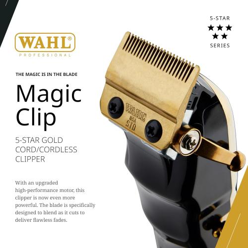 Wahl Professional 5 Star Magic Clip Cordless Clipper Stagger Tooth Blade Includes Attachments 100 Min Runtime 4 Colors