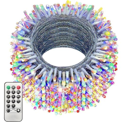KNONEW 600ft 1500 LED String Lights Outdoor Christmas Lights 8 Modes & Timer Fairy Light Plug in Waterproof LED String Lights for Xmas Yard Tree Wedding Party Holiday Decorations (Multicolor)