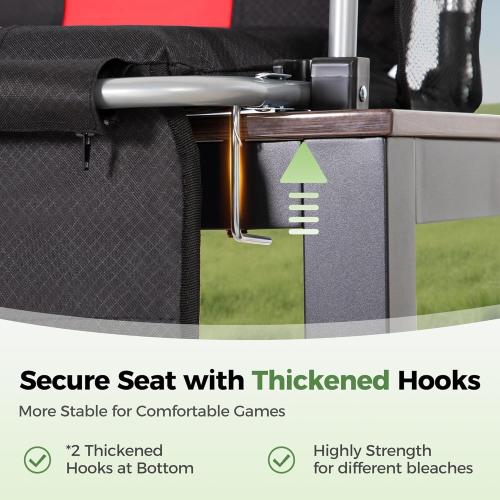 GREEN PARTY Stadium Seat for Bleachers Portable Outdoor Floor Folding Stadium Chair with Armrest, Back Support, Cup Holder, Mesh Bag and Hide Hooks