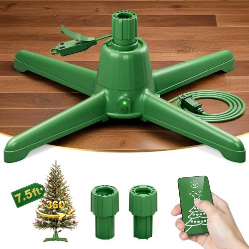 DG-Direct 360° Rotating Christmas Tree Stand, Up to 7.5ft, 90lb Artificial Christmas Tree, Fits 0.8–1.5 Tree Poles, Spinning Christmas Tree Stand, Christmas Tree Revolving Base with Remote Control