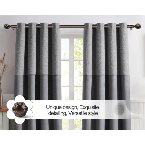 KAMANINA Curtain Rods for Windows 72 to 144 Inches (6-12ft) Long Heavy Duty Curtain Rod, 7/8 Inch Adjustable Decorative Drapery Rods with Netted Texture Finials, Bronze, Size: 32-144