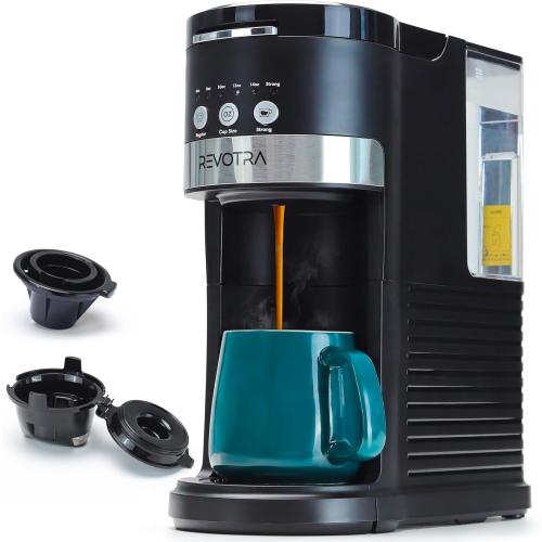 Single Serve Coffee Maker for Pods & Ground Coffee, 6 to 14oz Brew Sizes, Strong Brew Option, Fast Brewing, Compact Design with Removable 40oz Reservoir, Travel Mug Friendly