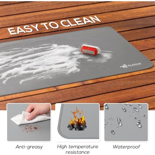 FLASLD Multi-Purpose Fireproof 24 X 42 inches Floor Mat for Indoor or Outdoor Use, Grill Pad for Fireplace, Kitchen Stove, CookTop and Hearth, Premium Deck and Patio Grill Mat, Silver Gray