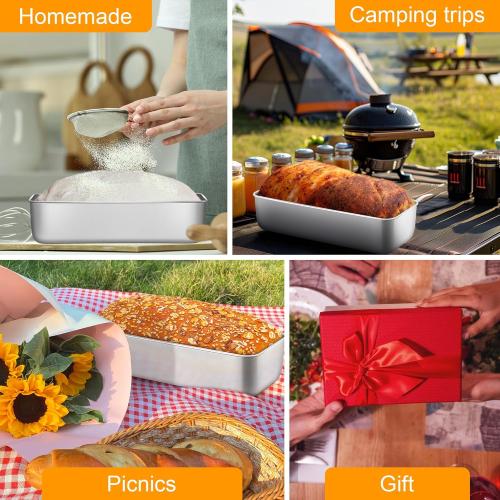 Kitchenware and Cooking tools -4 Pack, 12” x 5” Large Stainless Steel Loaf Pans, Long Metal Bread Baking Mold for Banana Cake Meatloaf Sourdough Lasagna, Nontoxic & Dishwasher Safe