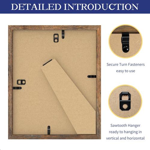 An&He 8x10 Picture Frame Set of 2, Brown Wood Grain Photo Frame for Wall Mounting or Tabletop Display