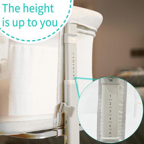 AMKE Baby Bassinets, Bedside Sleeper for Baby,All mesh Baby Crib Portable Bassinets for Safe Co-Sleeping, Safe Adjustable Baby Bed for Baby Infant Newborn Girl Boy (Ivory-White)