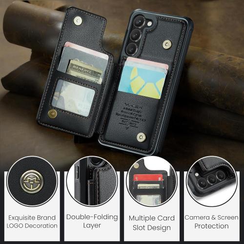 Vinich for Samsung Galaxy S23 Plus Wallet Case with Card Holder, RFID Blocking Credit Slots Kickstand Shockproof Phone Cover Fit for Galaxy S23 Plus 6.6 Black