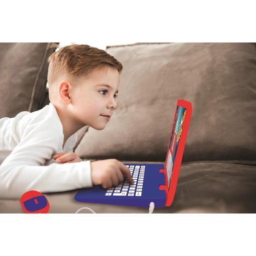 LEXiBOOK Spider-Man - Educational and Bilingual Laptop Spanish/English - Toy for Child Kid (Boys & Girls) 124 Activities, Learn Play Games and Music with Spiderman - Red/Blue JC598SPi2
