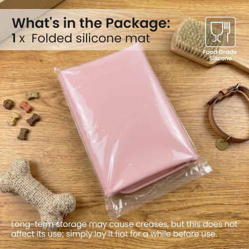 2 pack Silicone Pet Feeding Mat, 26x26 Inch Waterproof Dog Bowl Mat – Non-Slip, Machine Washable, Thin 0.23 Inch Edge for Messy Eaters, Protects Hardwood & Tile Floors, Pink