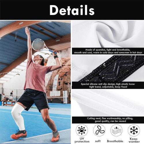Sizes XL......Leg Sleeves Compression Long Knee Sleeve UV Protect for Men Women Sport Basketball Football