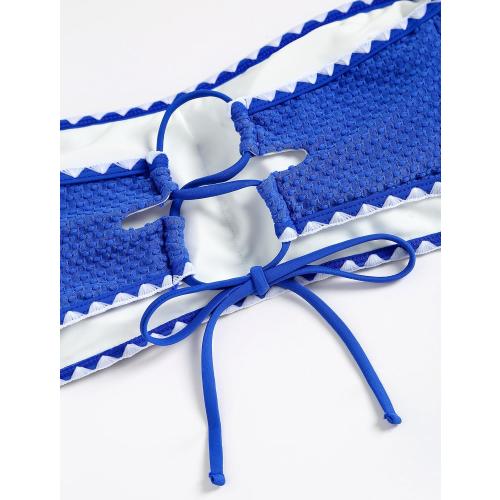 SOXE XL ...ZAFUL Women's High Cut Bandeau Bikini Set Strapless Solid Color 2 Pieces Bathing Suit Swimsuit