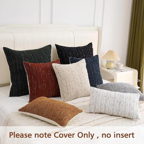 Textured Boucle Lumbar Pillow Covers 12x20 Neutral Striped Throw Pillows Soft Modern Farmhouse Pillow Cases, 1pc Decorative Accent Rectangle Couch Cushion Cover for Bed Sofa, Cream Brulee