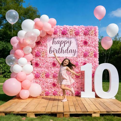 Zythrem Pink Flower Panels 12-Pack Rose Flower Wall Backdrop 15×15 Inch Artificial Silk Flower Panels 3D Pink Floal Backdrop for Wedding Birthday Party Home Event Photography Background