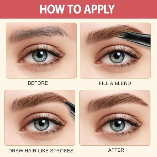 LAVONE Eyebrow Pen, 2-in-1 Eyebrow Pencils for Women with 4 Tip Microblading Eyebrow Pencil and Curved Precise Brow Pencil, Waterproof Eyebrow Pencil Create Full, Natural Hair-Like Brows, Dark Brown