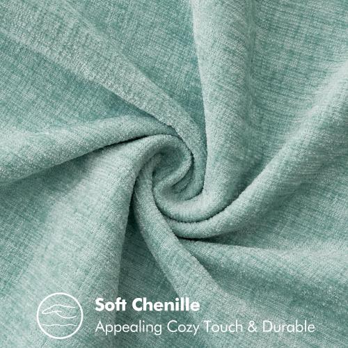 MIULEE Pack of 2 Couch Throw Pillow Covers 18x18 Inch Coastal Aqua Blue Farmhouse Decorative Pillow Covers with Stitched Edge Soft Chenille Solid Dyed Spring Pillow Covers for Sofa Bed Living Room