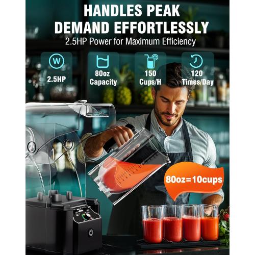 WantJoin Professional Commercial Blender With Shield Quiet Sound Enclosure 2200W Industries Strong and Quiet Professional-Grade Power, Self-Cleaning, Black