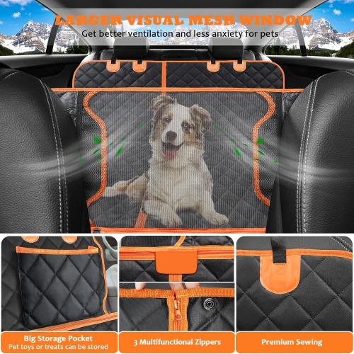 URPOWER 6-in-1 Dog Car Seat Cover for Back Seat, Waterproof Dog Car Hammock with Mesh Window, Non-Slip Pet Backseat Protector for Cars, Trucks and SUVs